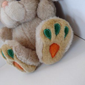Vintage Plush Easter Bunny Rabbit Stuffed Animal Toy Carrot Feet Big Ears 7"